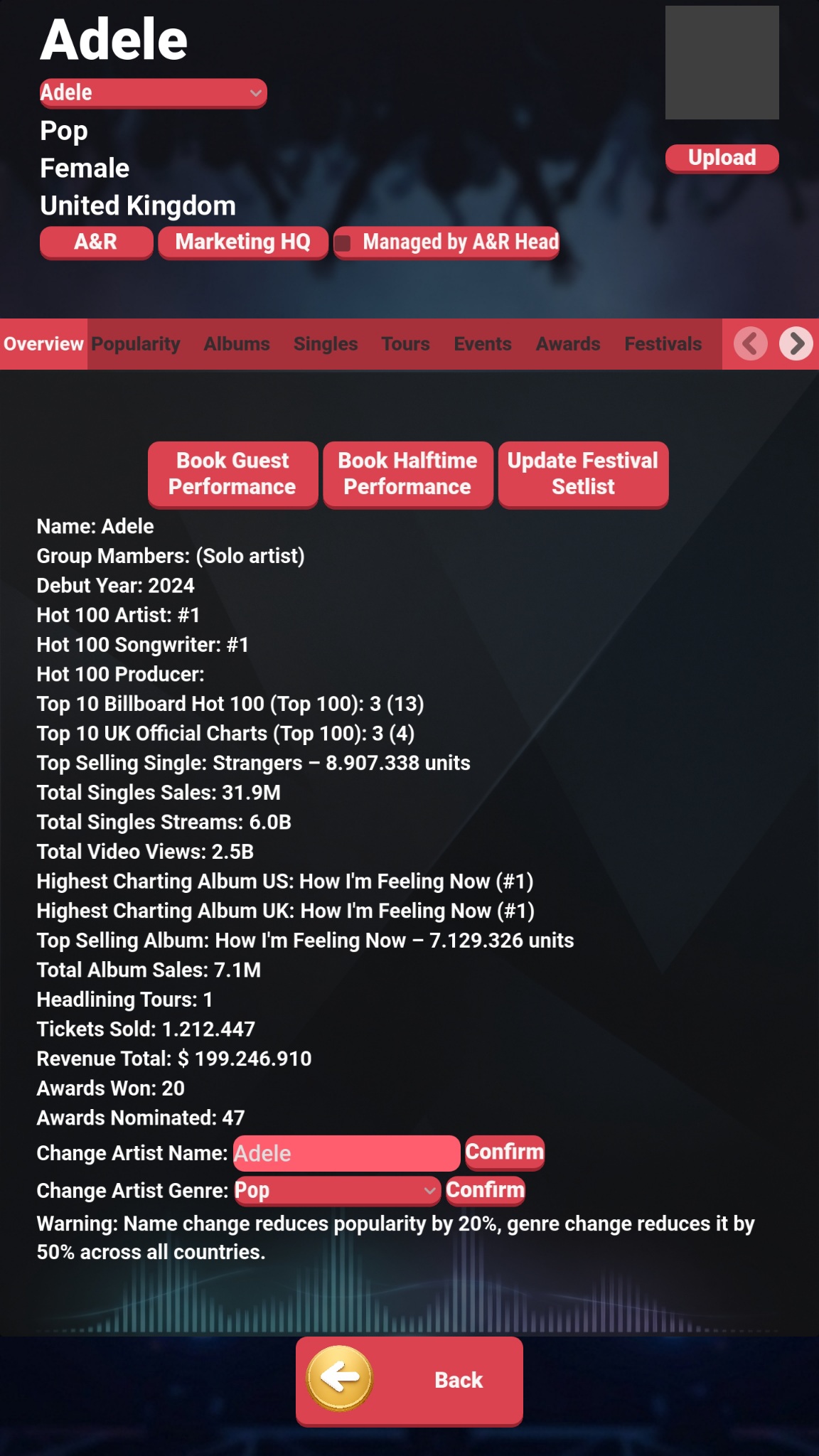 Screenshot 3 for PopRise - Record Label Simulator