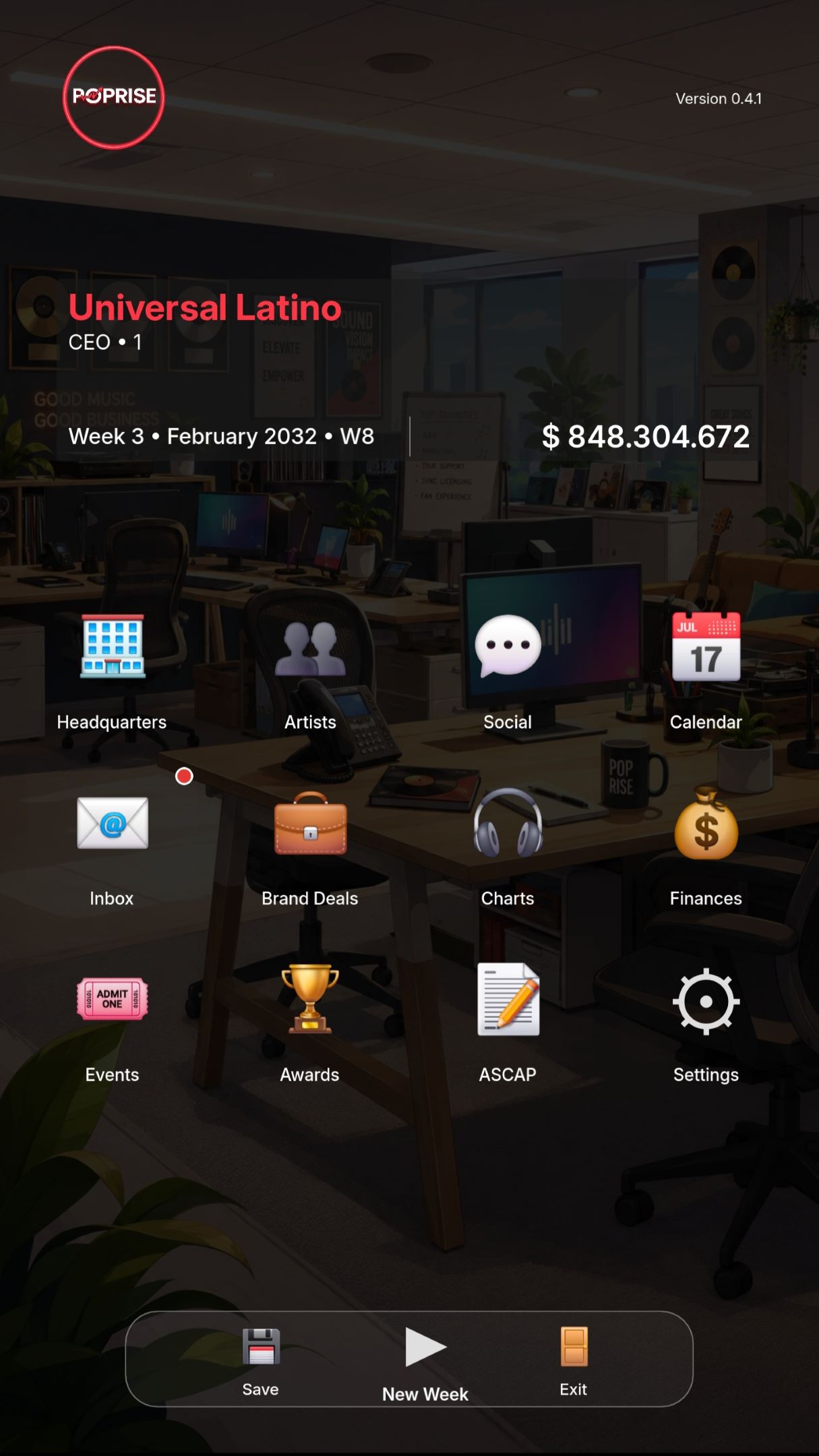 Screenshot 2 for PopRise - Record Label Simulator