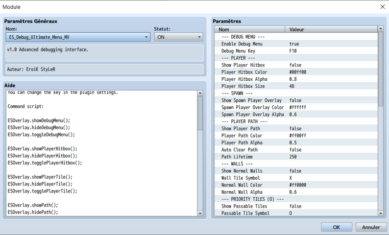 Debug Ultimate Menu MV Plugin RPG Maker MV by EroiK StyLeR