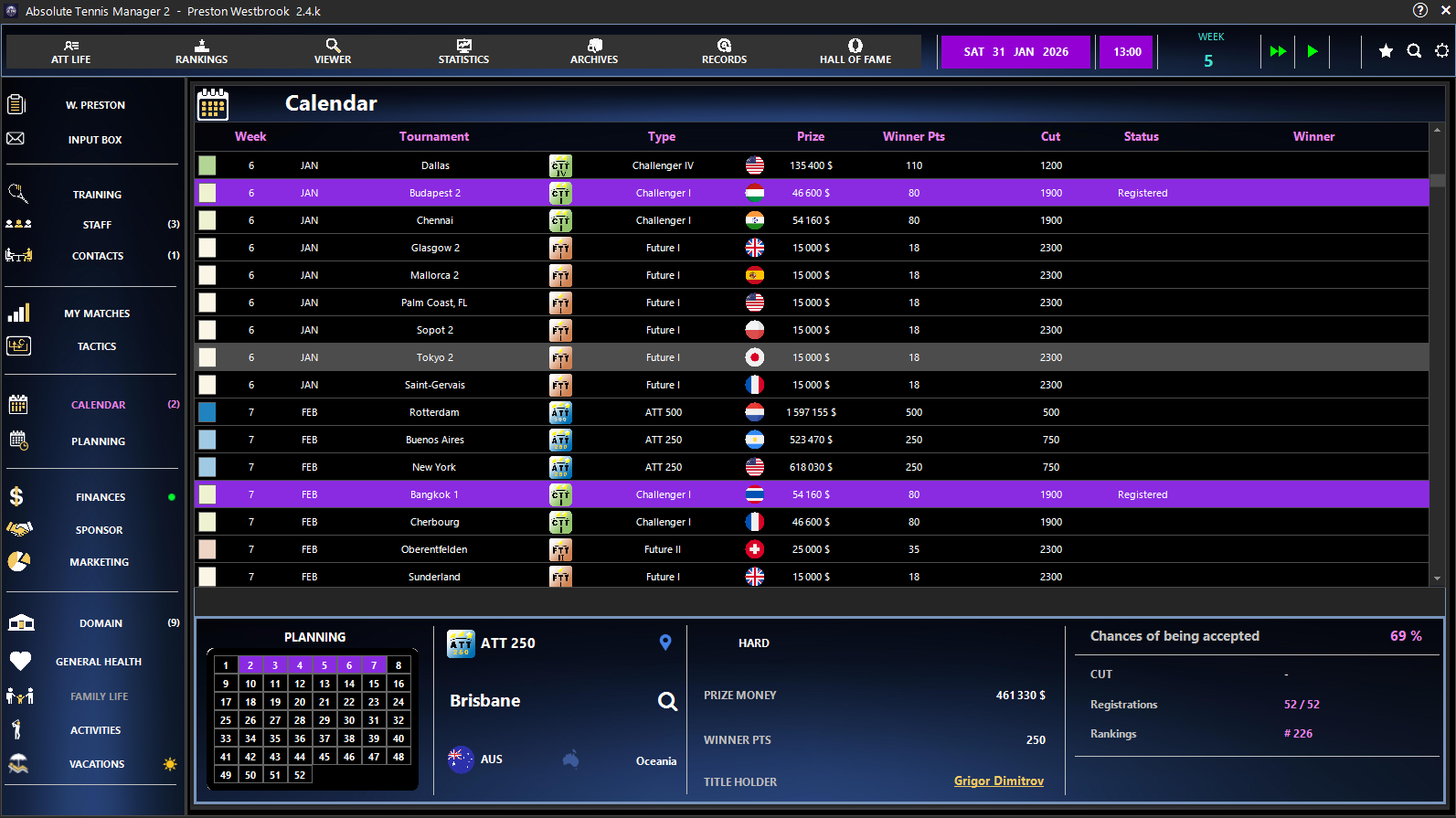 Screenshot 6 for Absolute Tennis Manager 2