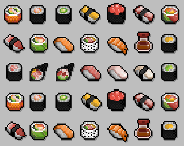 FREE Sushi Pixel Art Pack 16x16 Updates Planned By Antea 