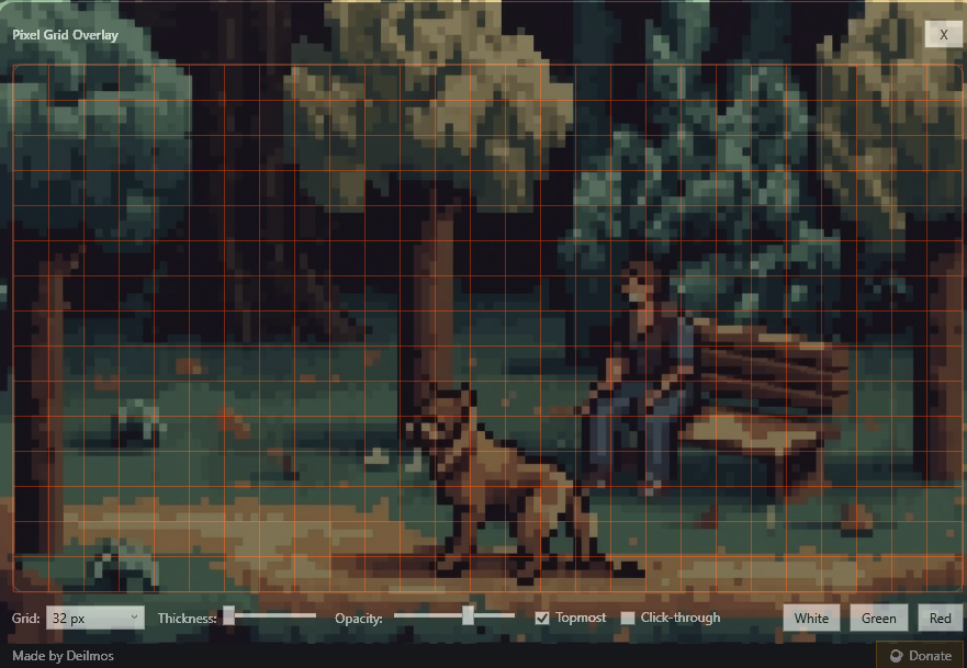 Pixel grid overlay for pixel artists by Mononoke Studios Presents