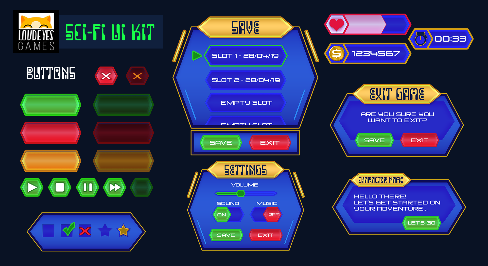 Sci Fi UI Asset Pack for Games by LoudEyes