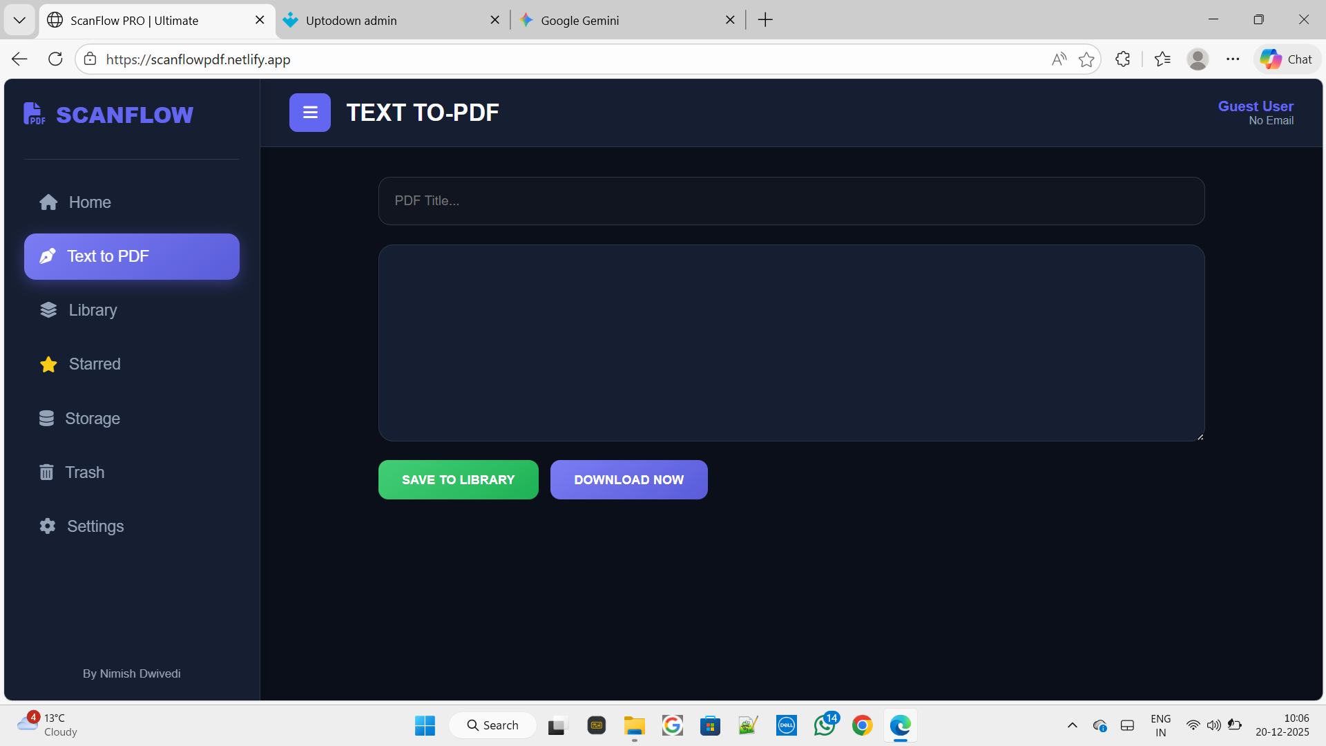 Scanflow-pdf maker by Nimish Dwivedi