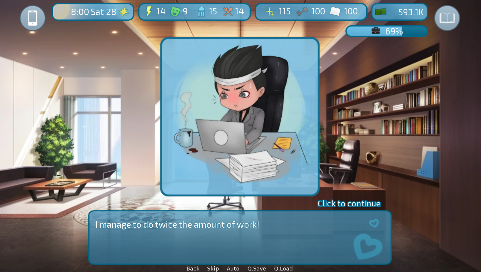 Screenshot 2 for Love & Sex: Second Base - Increase office work cap mod