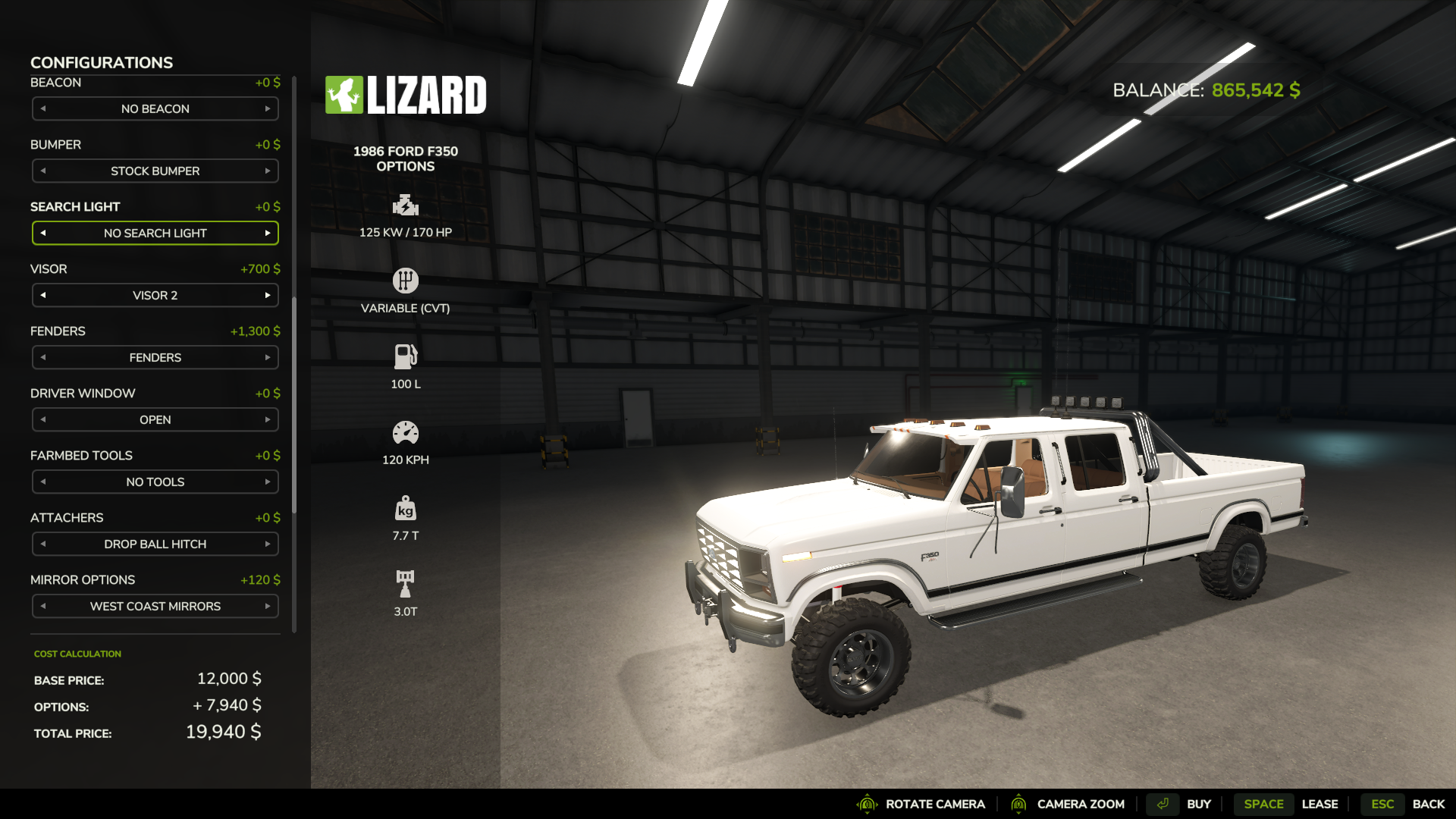 Screenshot 5 for FS25_Ford_1986_F350_Options V1.1