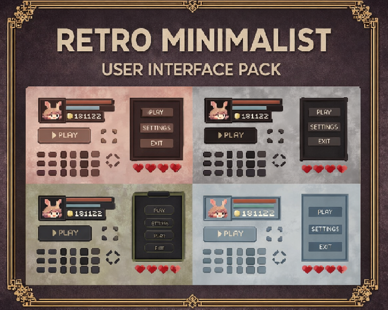 Primitive Ui Design UI User Interface Retro Minimalist Mini Pack by ToffeeCraft