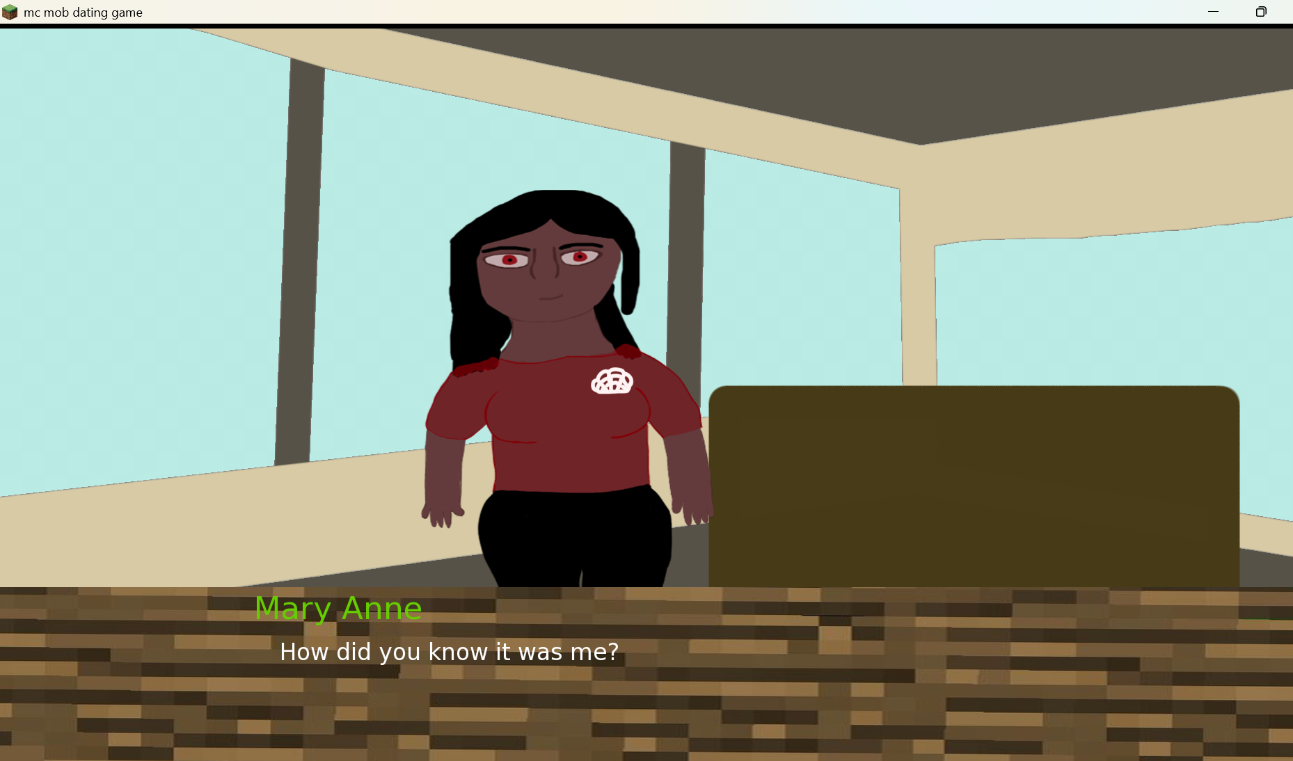 Screenshot 4 for a totally normal mc mob dating game