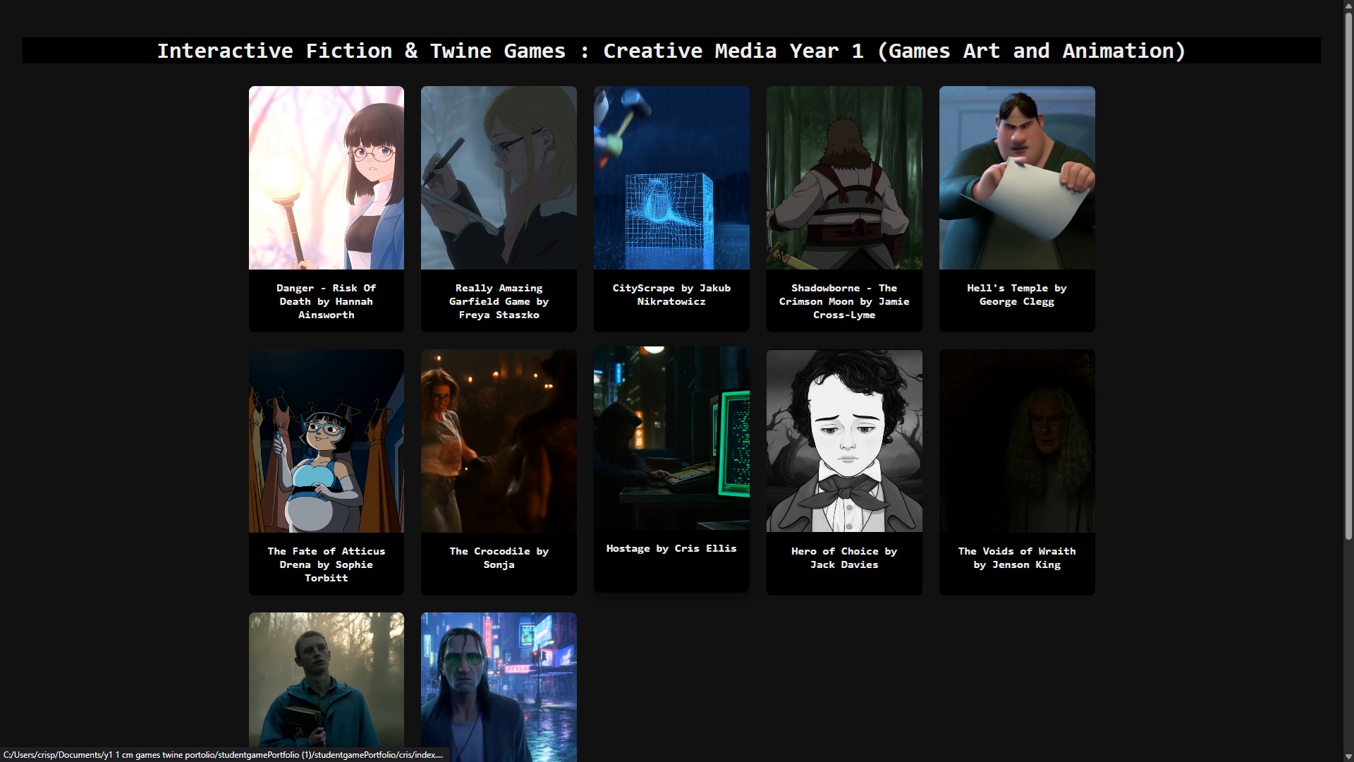 Creative Media Level 3 Year 1 2026 - Interactive Fiction Games by ...