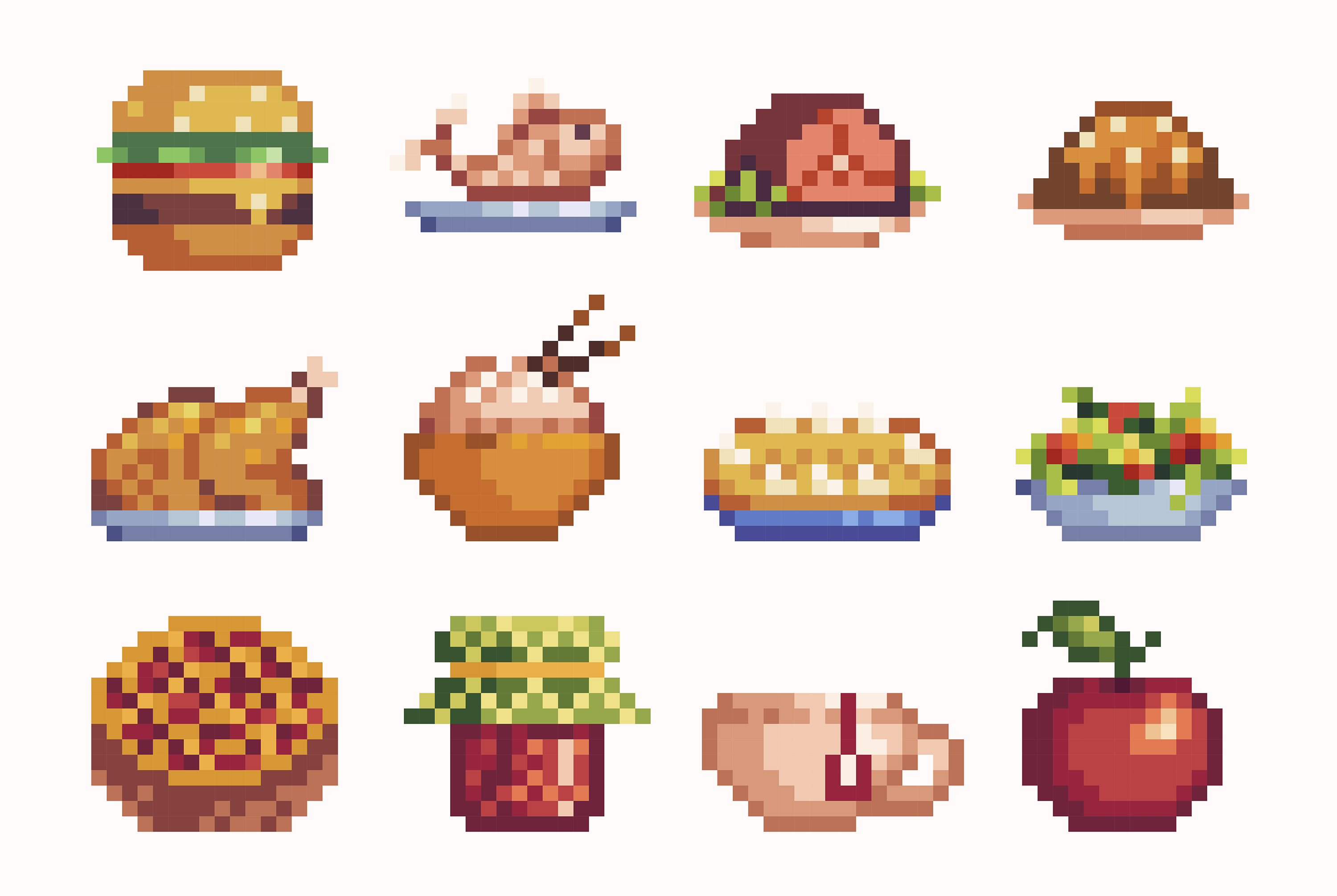 Pixel Food Stack Pixel Food Pack: Scalable Vector Collection (EPS) by Mr Bit
