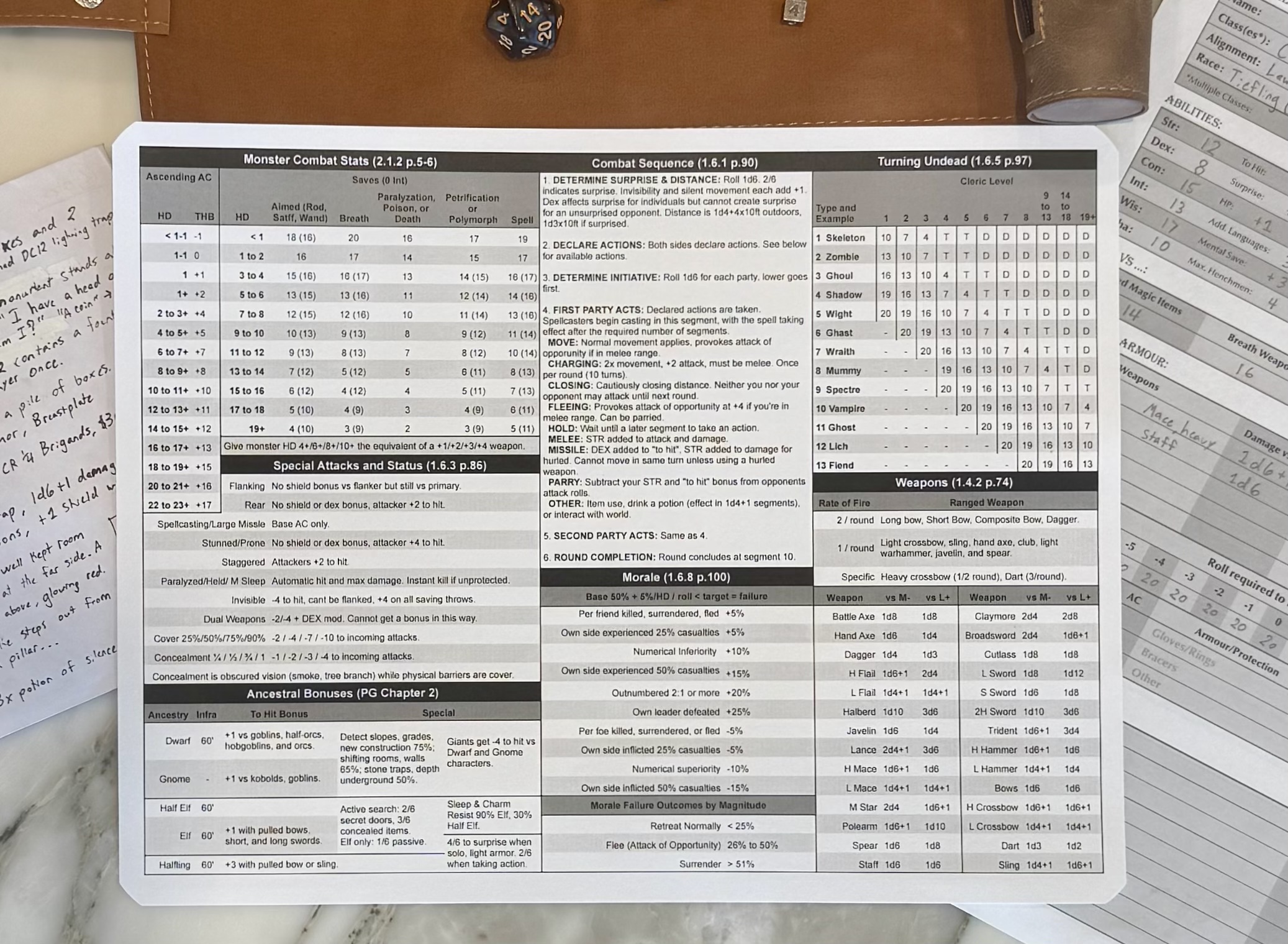 Screenshot 2 for OSRIC 3 Cheat Sheet