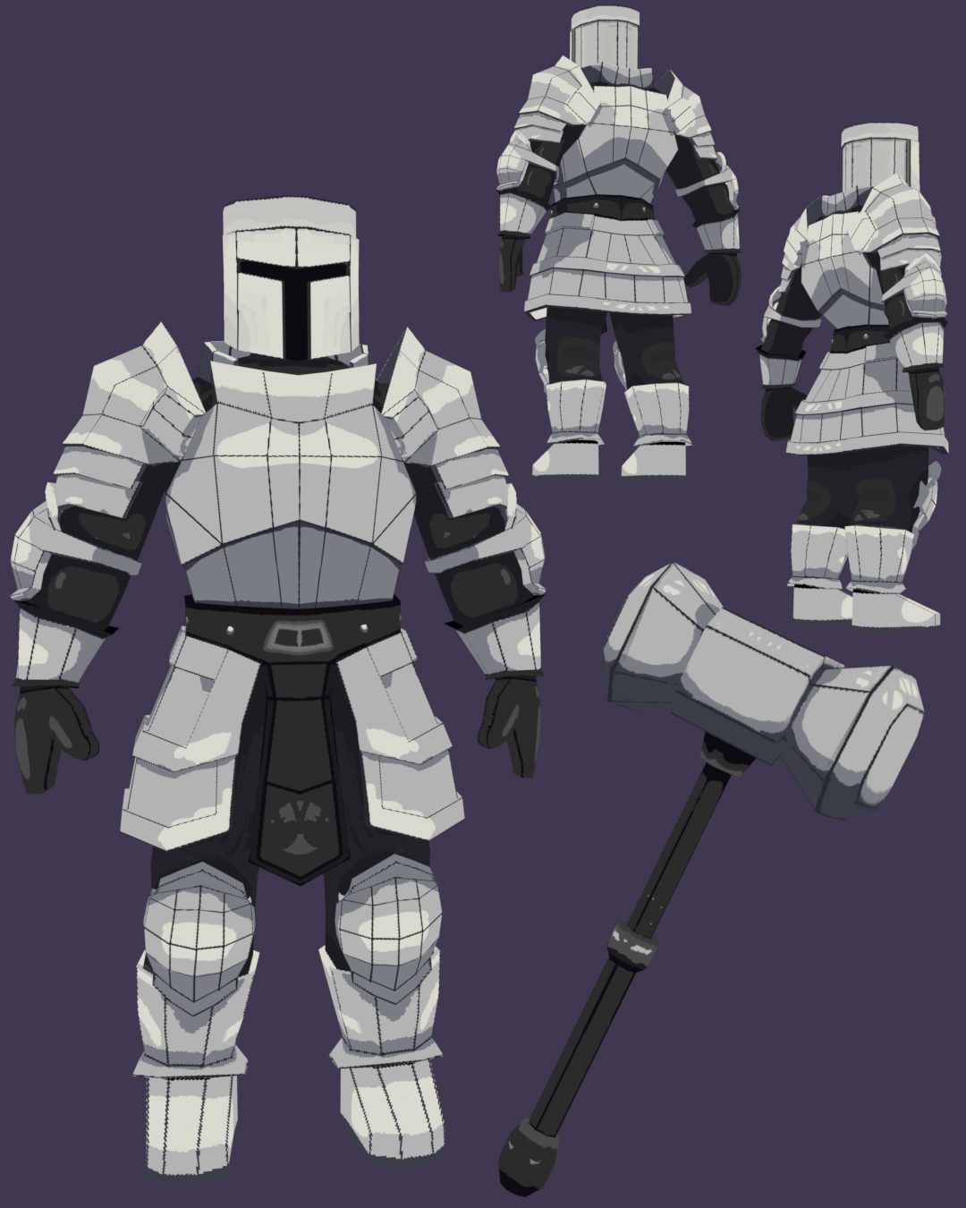 Knight Hamer Knight Stylized Rigged Low Poly + Hammer Stylized by YOHA STUDIO