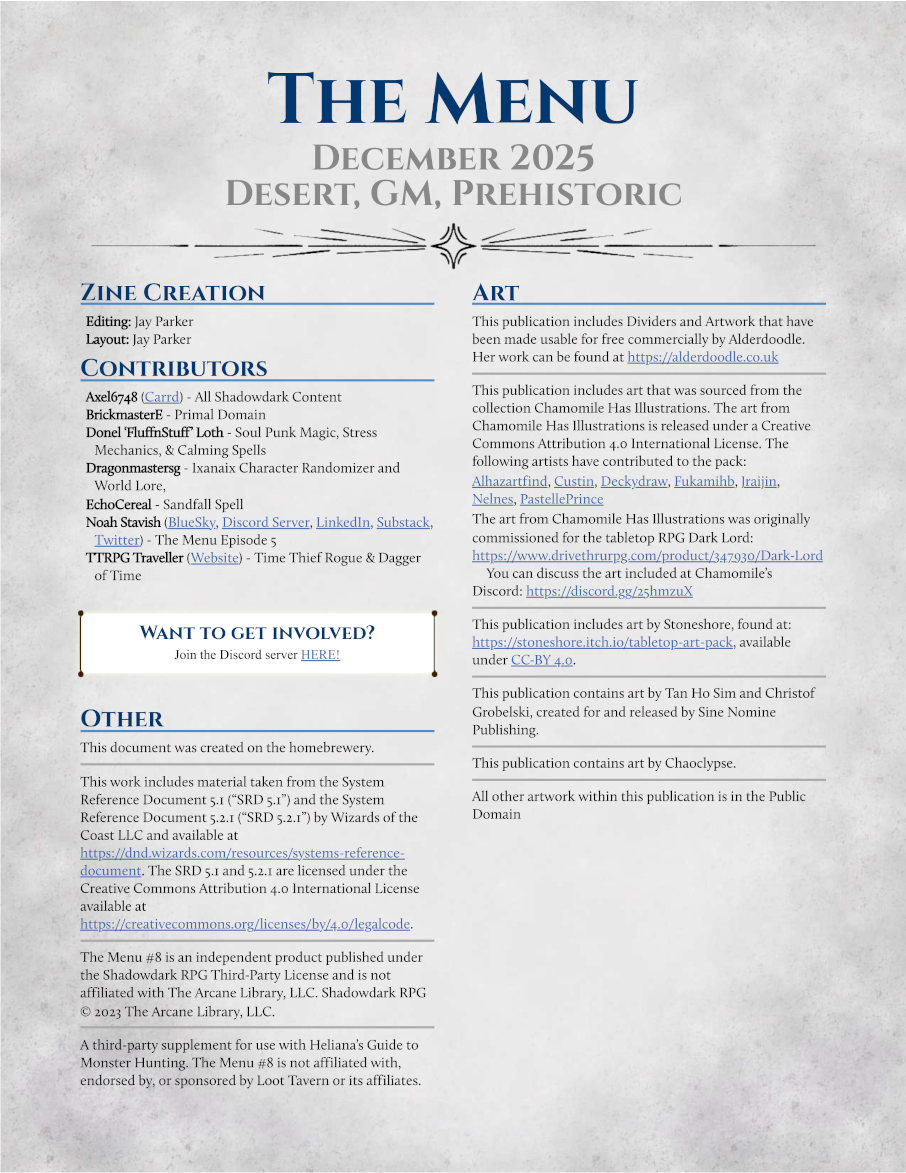 Screenshot 3 for The Menu #08 - January 2026