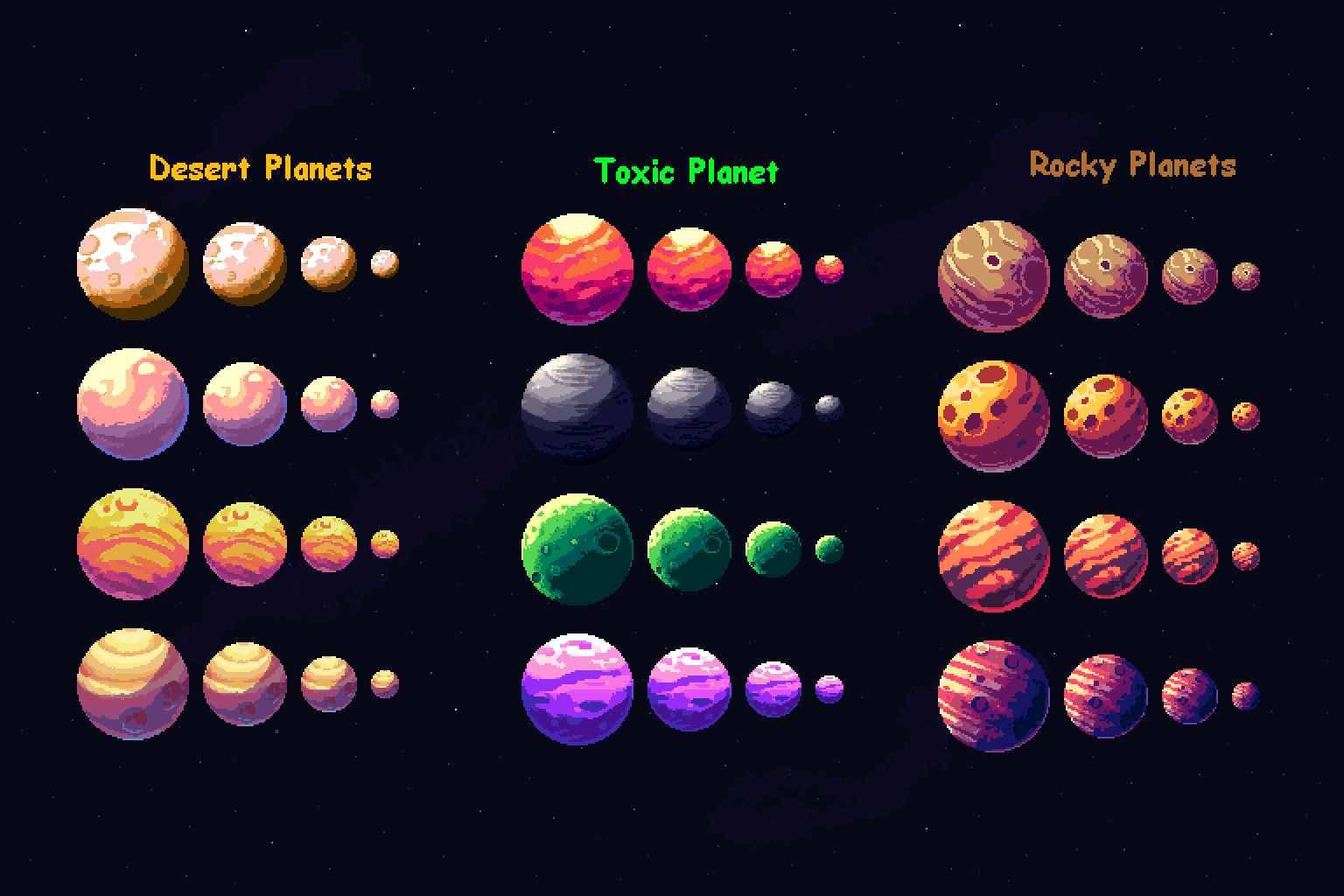 2D Pixel Art Planets Pack by Arludus