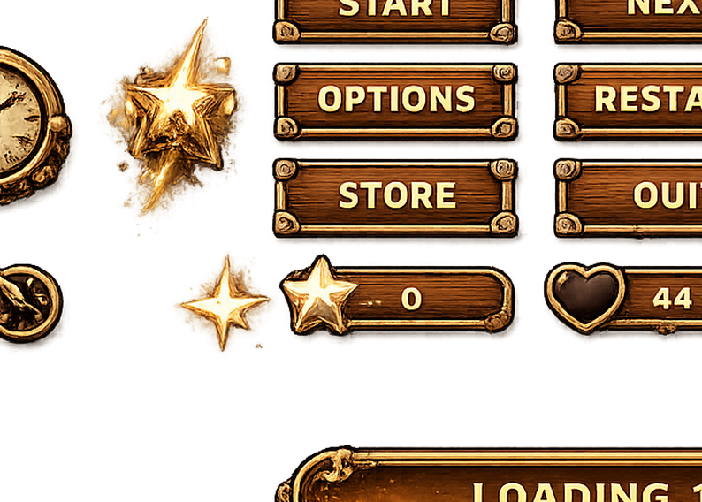 Steampunk UI Button Pack by sansyg
