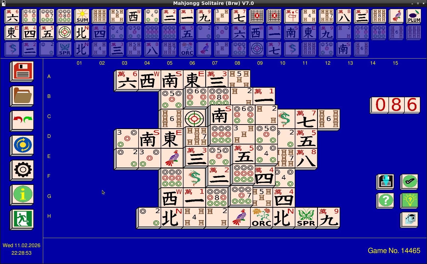 Computer Mahjong Mahjongg for Windows and Linux(Debian) by Mahjongg-brw
