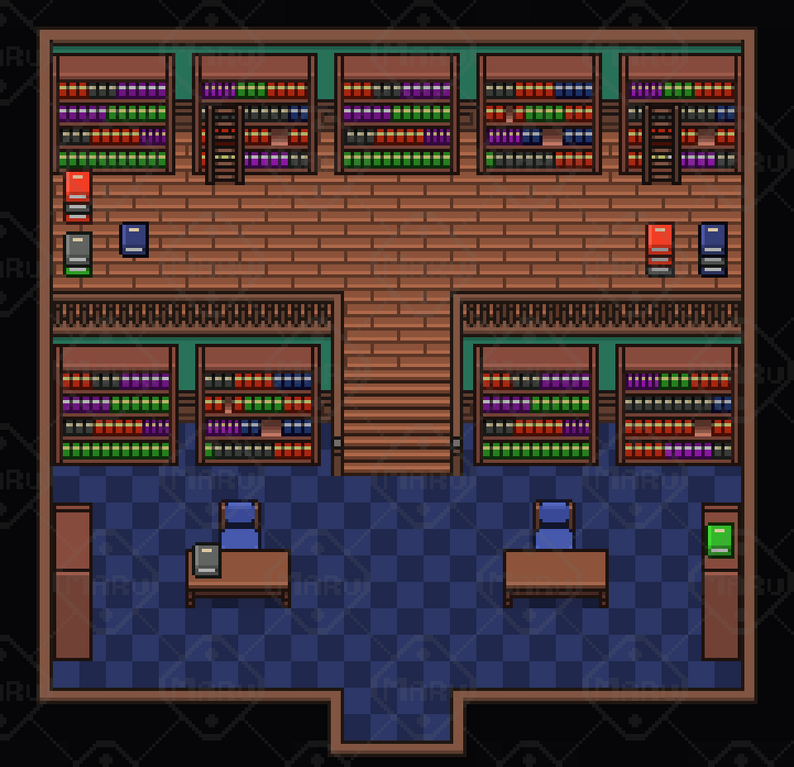 Library Interior Pack – Top-Down Pixel Art 16x16 by Maru