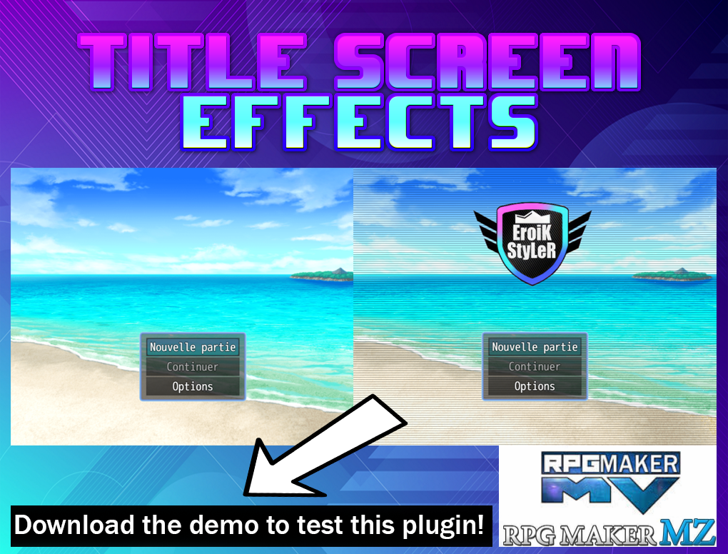 Title Screen Effects Plugin RPG Maker MV-MZ by EroiK StyLeR