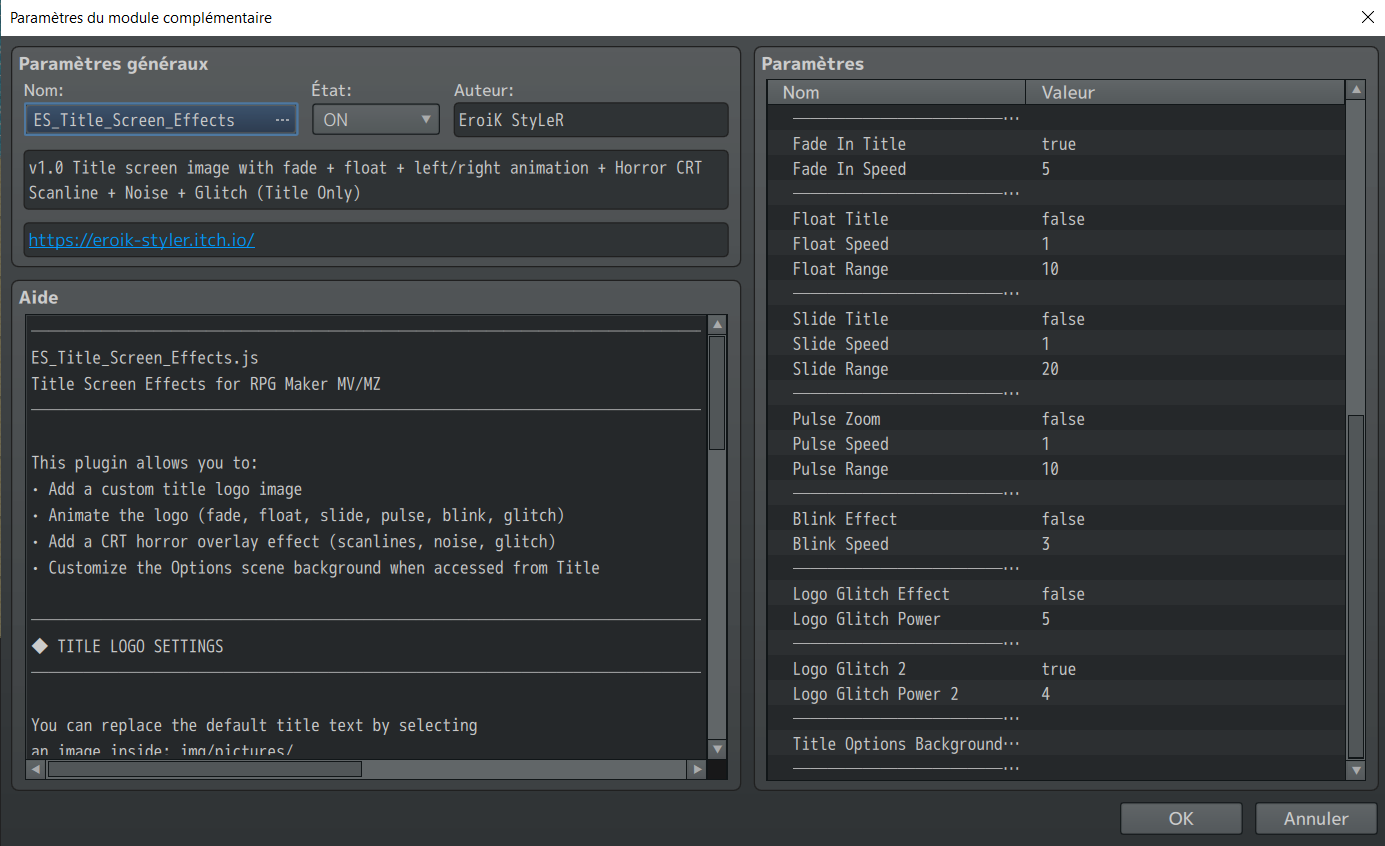 Title Screen Effects Plugin RPG Maker MV-MZ by EroiK StyLeR