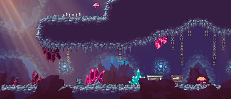 Crystal Caverns – 2D Platformer Asset Pack 24x24 by Pozac