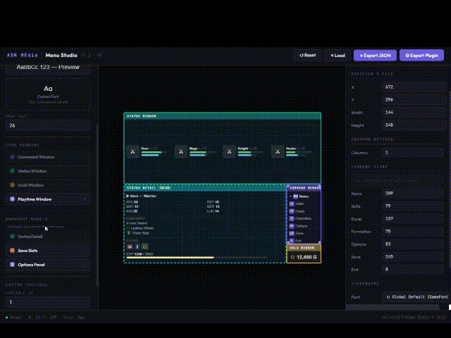 Rpg Maker Gui Menu Studio: Visual Menu Layout Editor for RPG Maker MZ by ALT+SHIFT ...