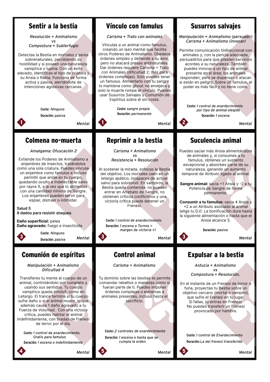 Screenshot 2 for Cartas de disciplinas para Vampiro la mascarada (5ª edición)