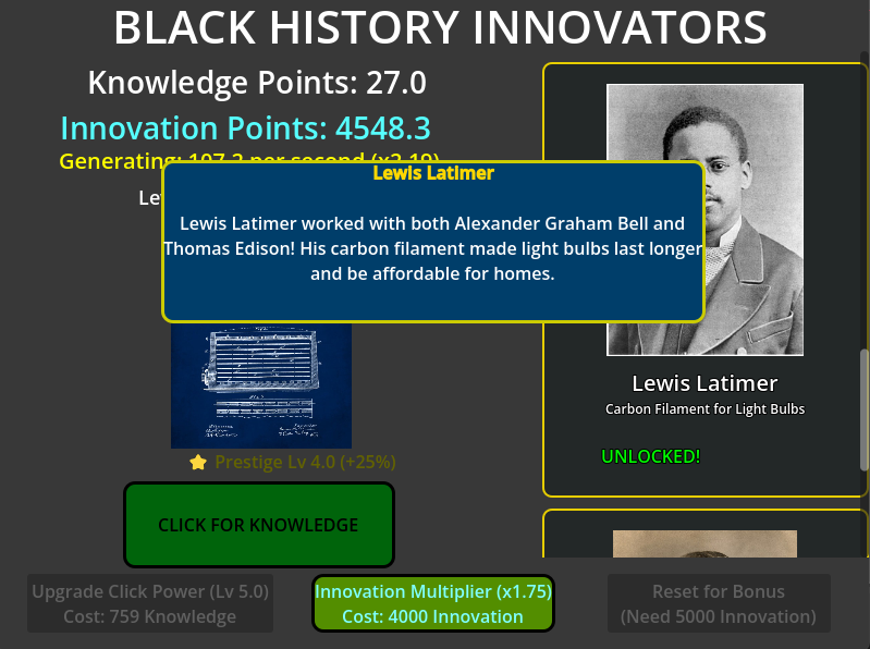 Screenshot 2 for Black History Innovators Clicker