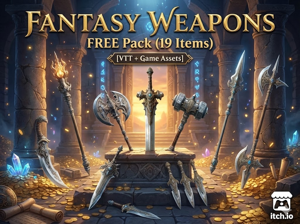 Fantasy Weapons - FREE Pack (19 Items) [VTT + Game Assets] by ...