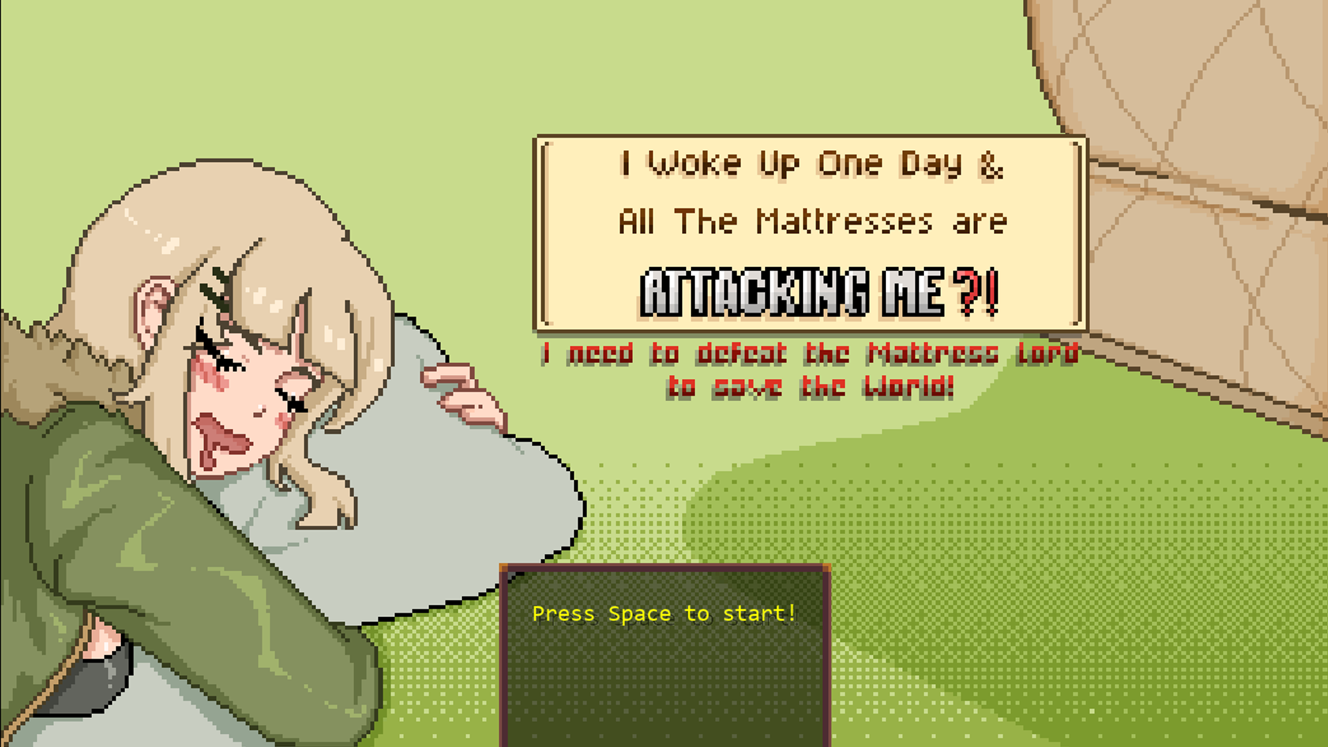 Screenshot 2 for I Woke Up One Day And All The Mattresses Are Attacking Me!? I Need To Defeat The Mattress Lord To Save The World!