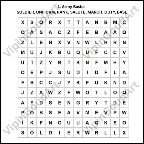 Army Word Search Puzzle eBook – 50 Puzzles, 75 Pages with Answer Keys ...