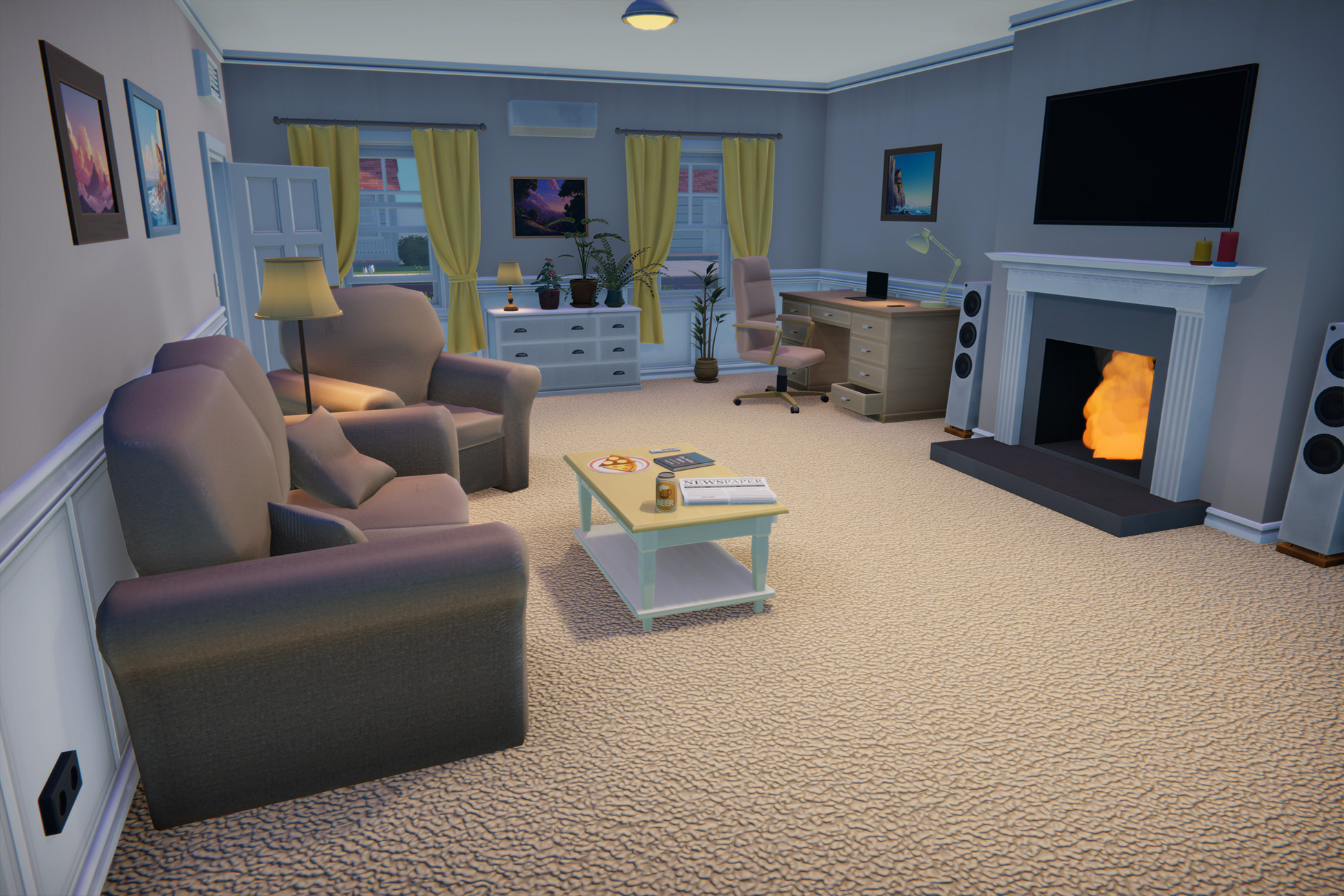 Stylized Cartoon House Interior & Exterior by JustCreate3D