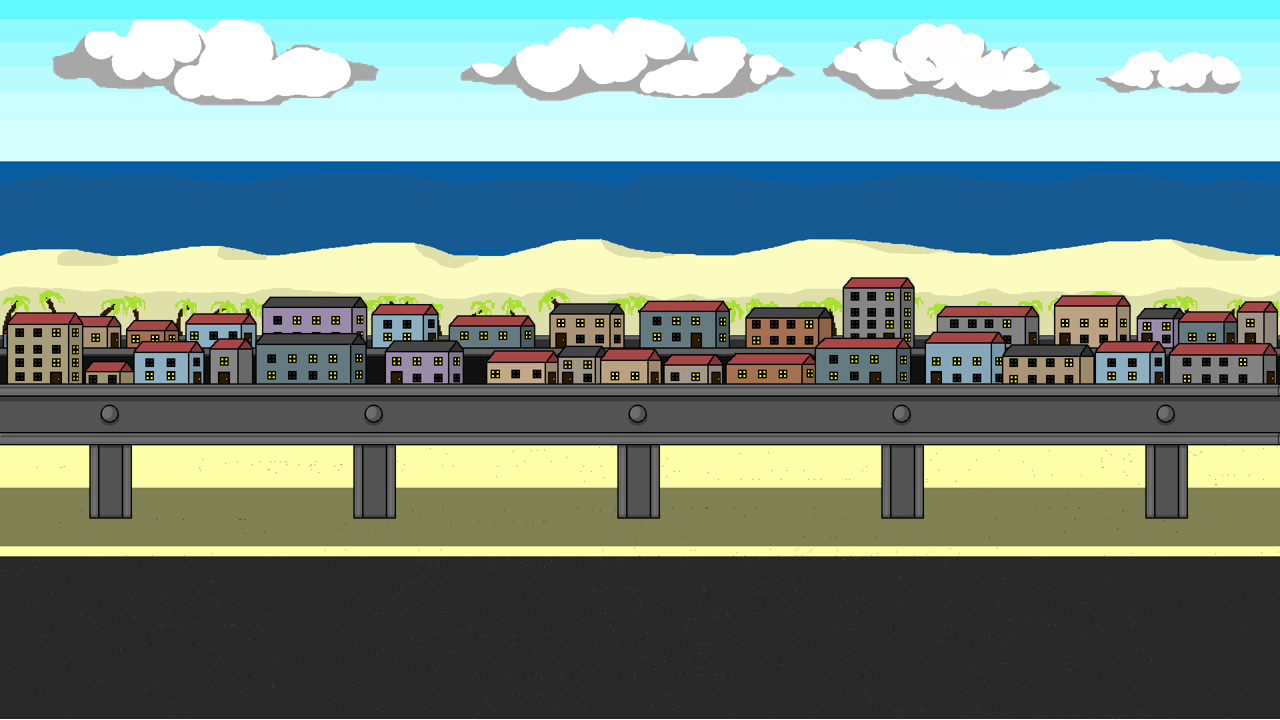FREE Pixel Art Background (City / Beach Road) Parallax 2D – 6 Layers by ...