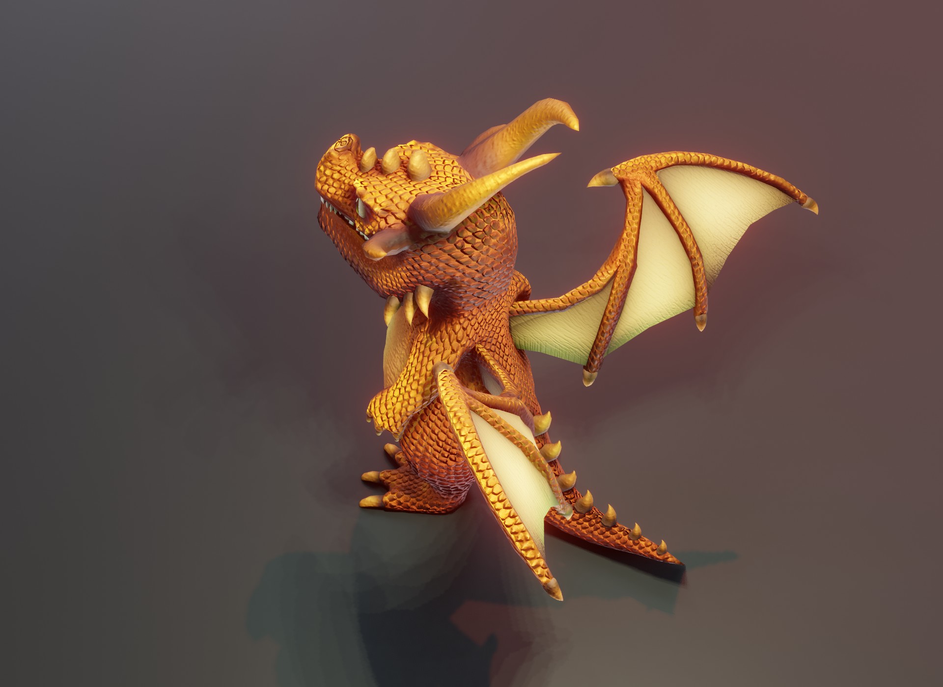 Bronze Animation Cartoon Bronze Dragon Animated Low-Poly 3D Model by 3DDisco