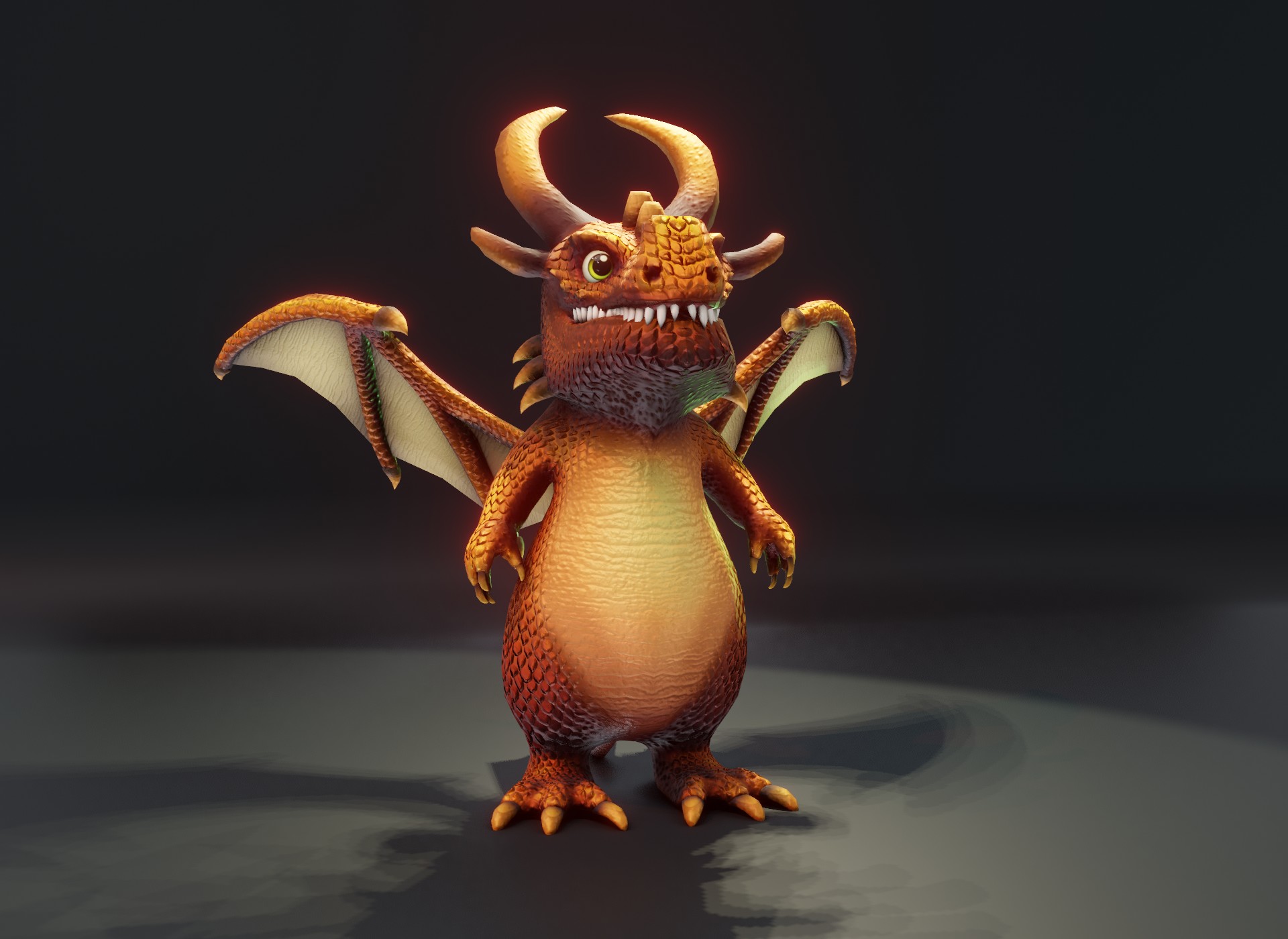 Bronze Animation Cartoon Bronze Dragon Animated Low-Poly 3D Model by 3DDisco