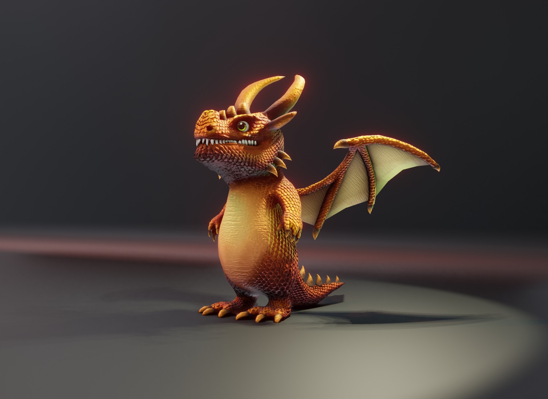 Bronze Animation Cartoon Bronze Dragon Animated Low-Poly 3D Model by 3DDisco