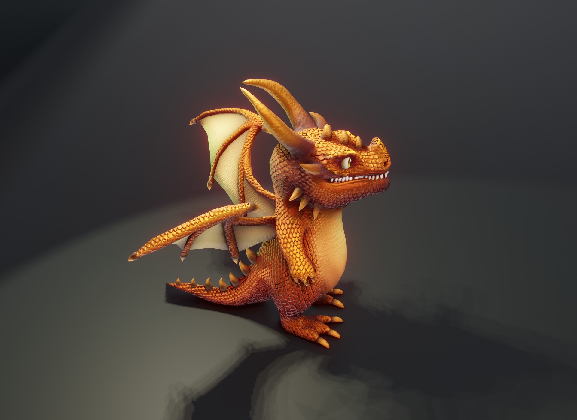 Bronze Animation Cartoon Bronze Dragon Animated Low-Poly 3D Model by 3DDisco