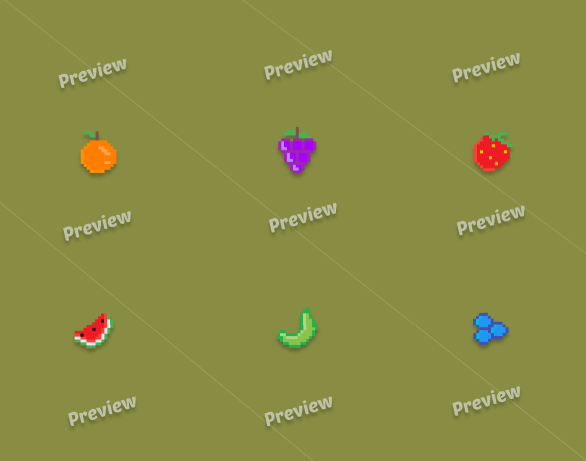 Fruits Icons - 16x16 by Suzana Assets for 32Bit Asset Jam #2 - itch.io