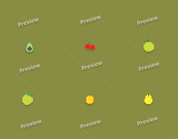 Fruits Icons - 16x16 by Suzana Assets for 32Bit Asset Jam #2 - itch.io