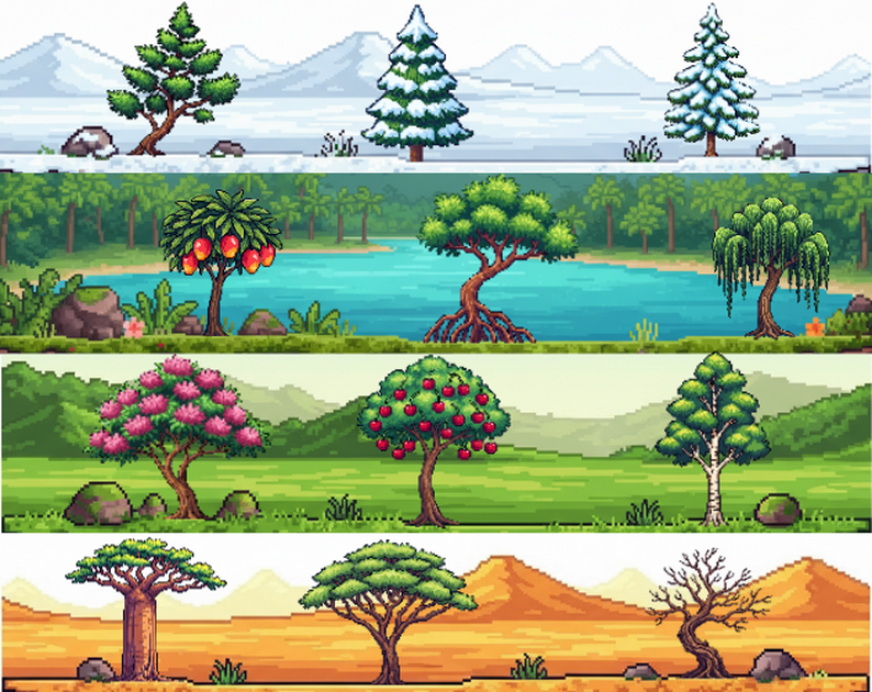 Pixel Studio Tree Pixel Art Mega Tree Pack – 55 Unique Trees (3 Sizes) by Archonei