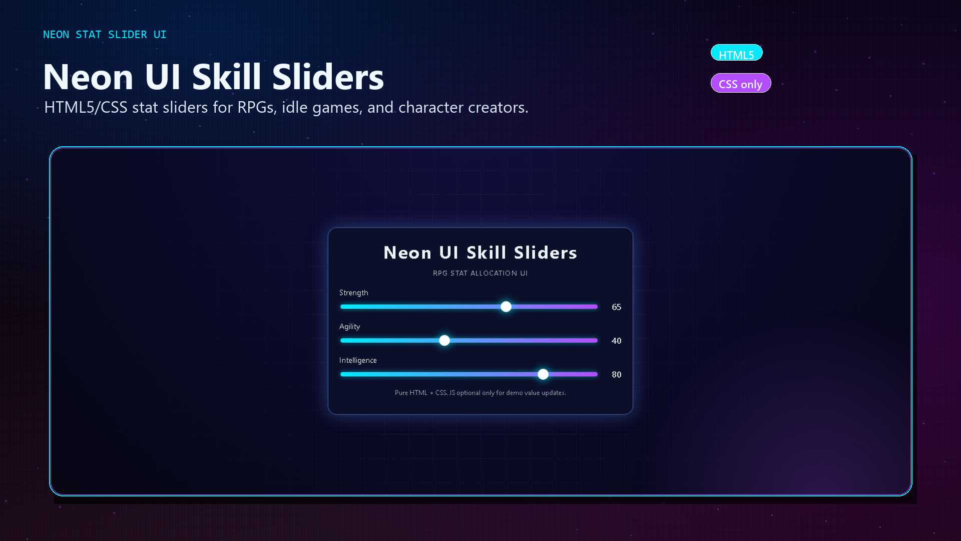 HTML5 Stat Control System – Sliders, XP Bars & Live Stat Updates (Game ...