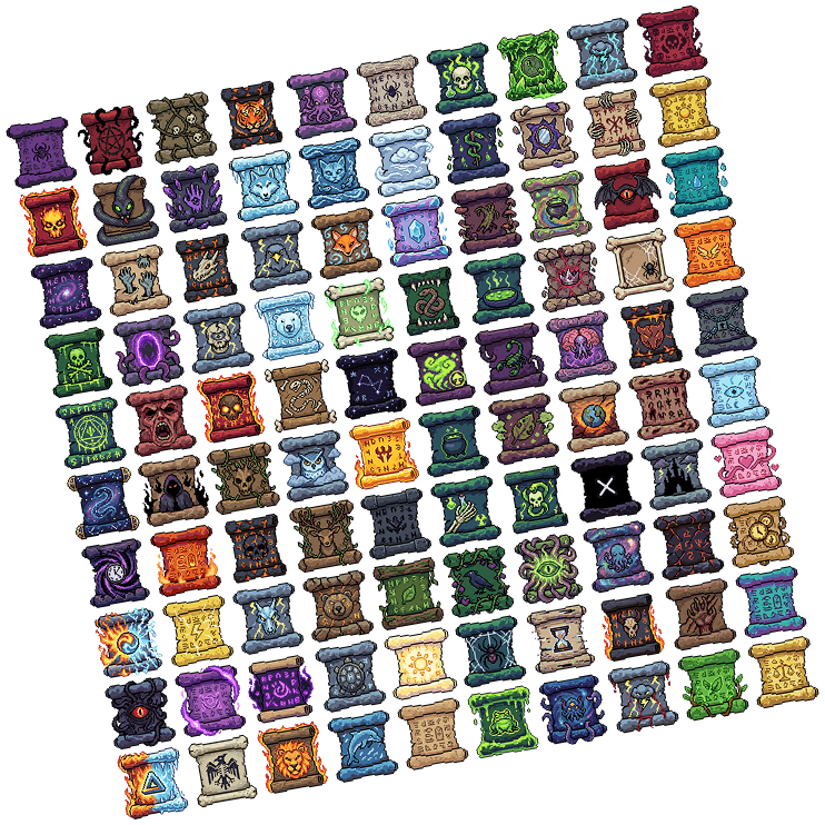 100 Pixel Art Magic Scrolls #2 | Free sample by pixStuff