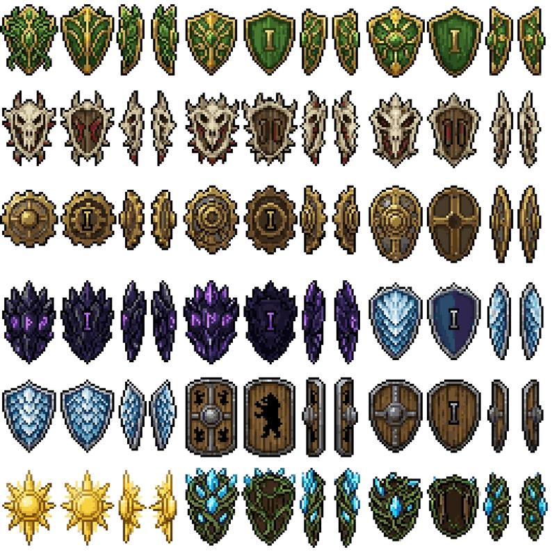 Shield Icon Rpg 250+ RPG Shield Sprites Pixel Art Pack by Seveneves.ai