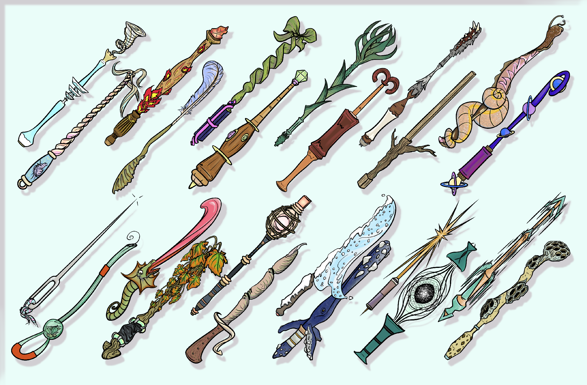 Handdrawn Magic Wands asset pack by Willowmi