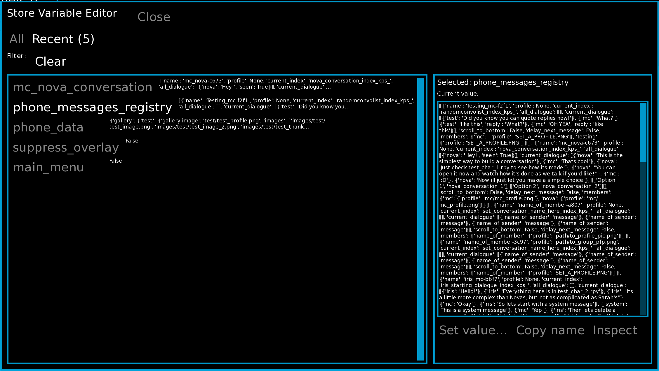 Screenshot 2 for Kesash's renpy debugger and cheat engine