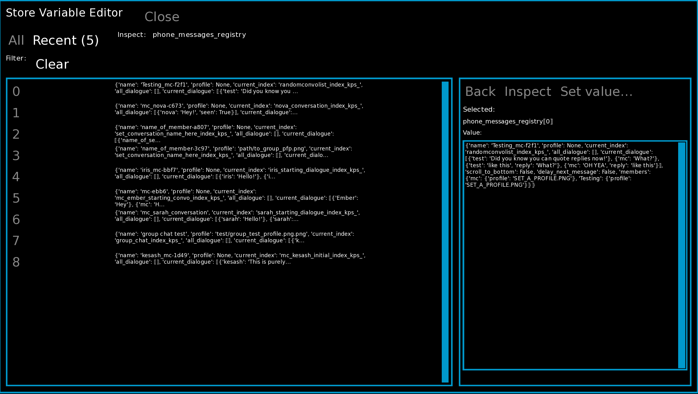 Screenshot 3 for Kesash's renpy debugger and cheat engine