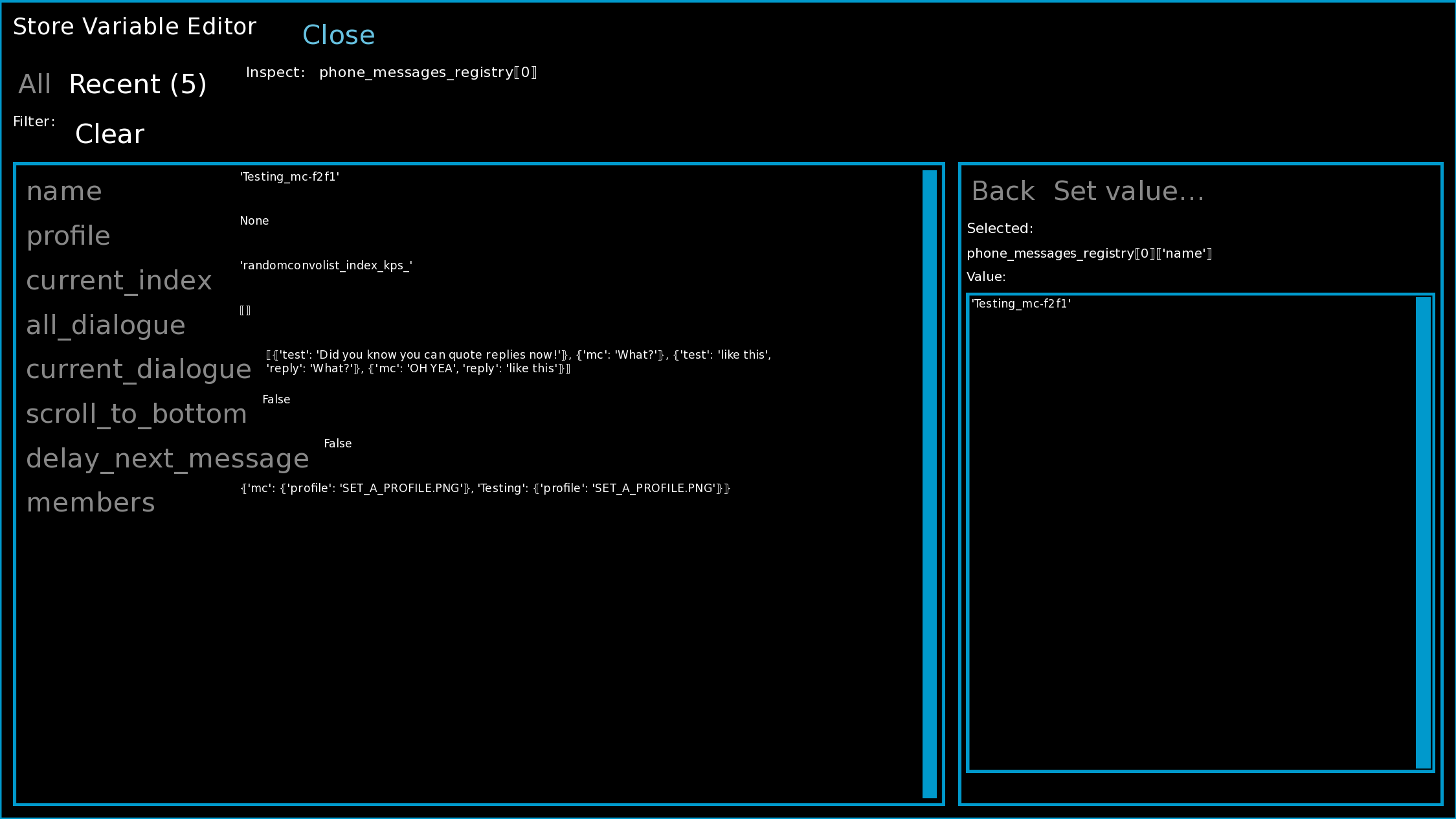 Screenshot 4 for Kesash's renpy debugger and cheat engine