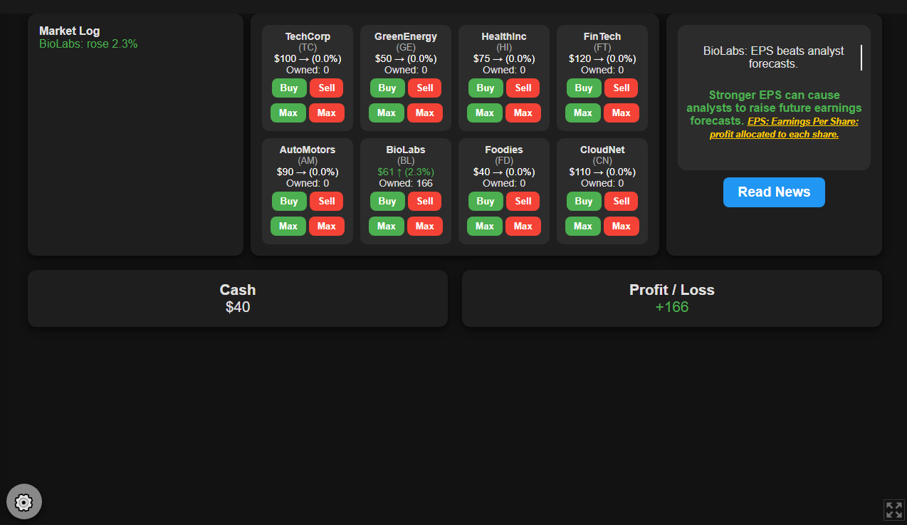 Screenshot 2 for Stock Market Simulator