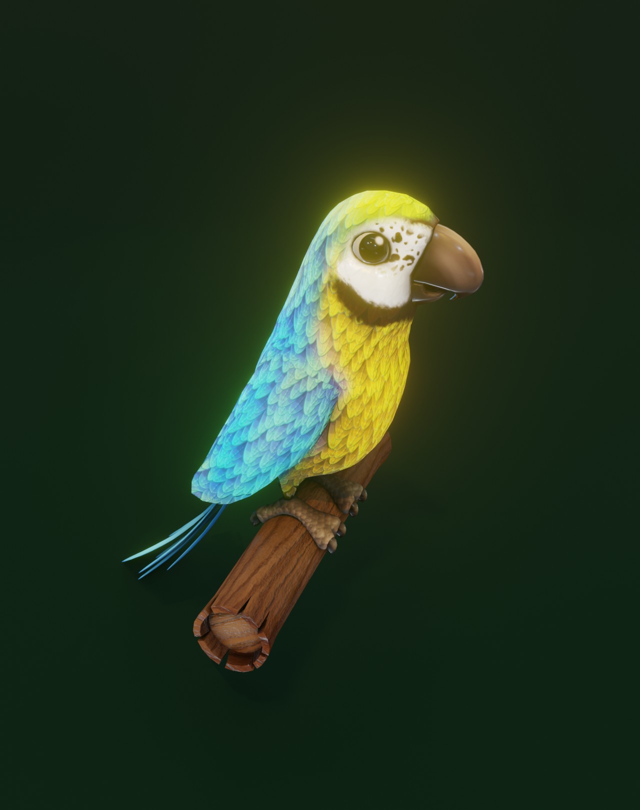 Cartoon Ara Parrot Yellow-Blue Animated 3D Model by 3DDisco