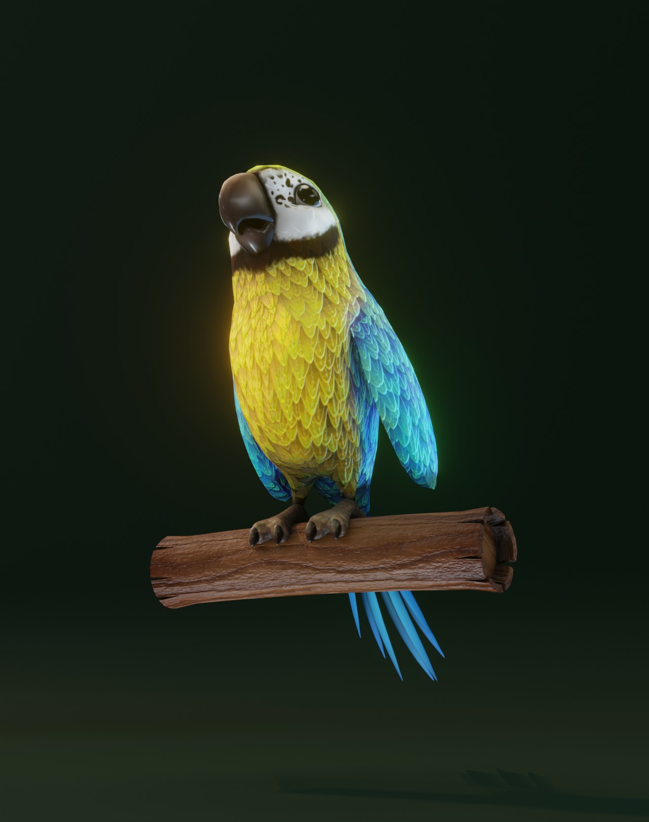 Cartoon Ara Parrot Yellow-Blue Animated 3D Model by 3DDisco