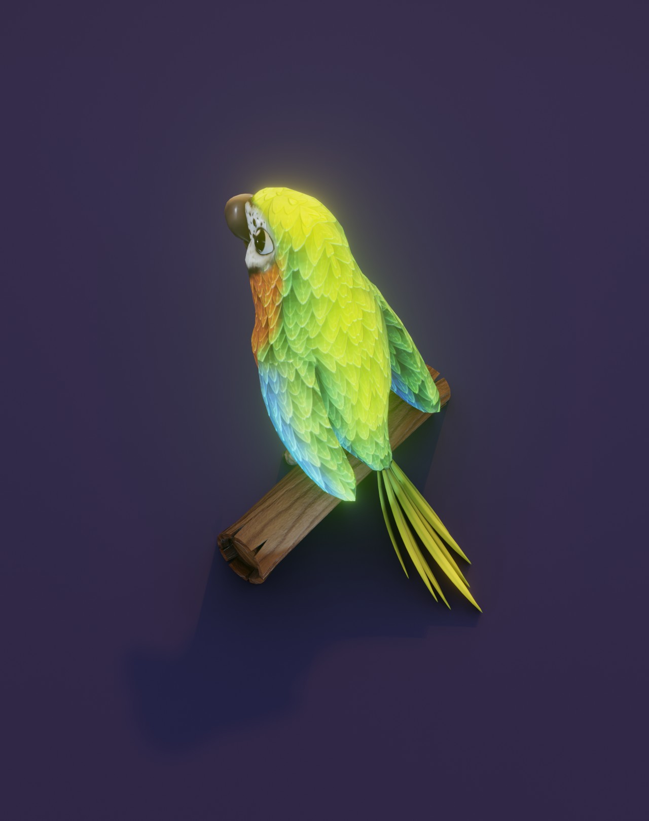 Cartoon Ara Parrot Blue-Yellow-Green Animated 3D Model by 3DDisco